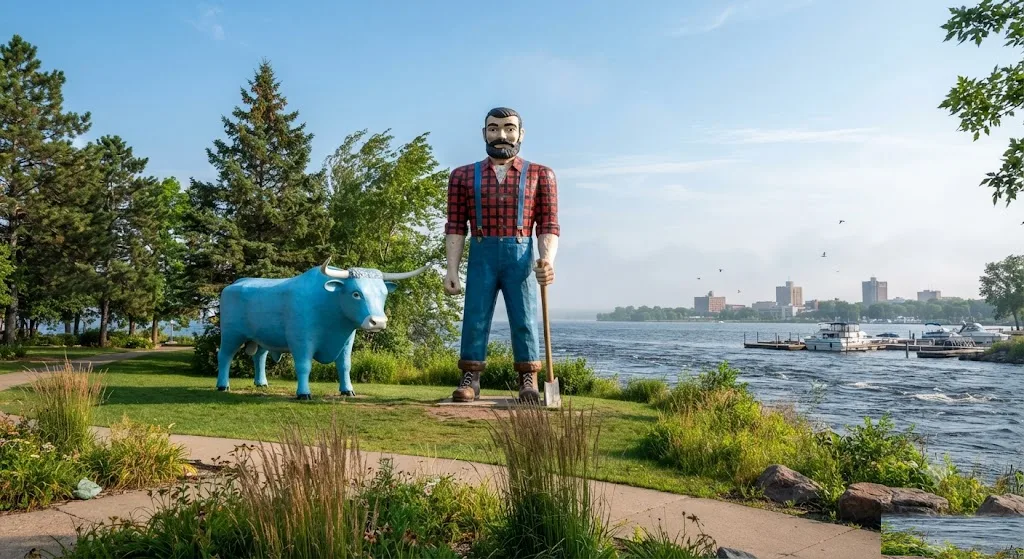 Paul Bunyan and Babe the Blue Ox Statues, Minnesota